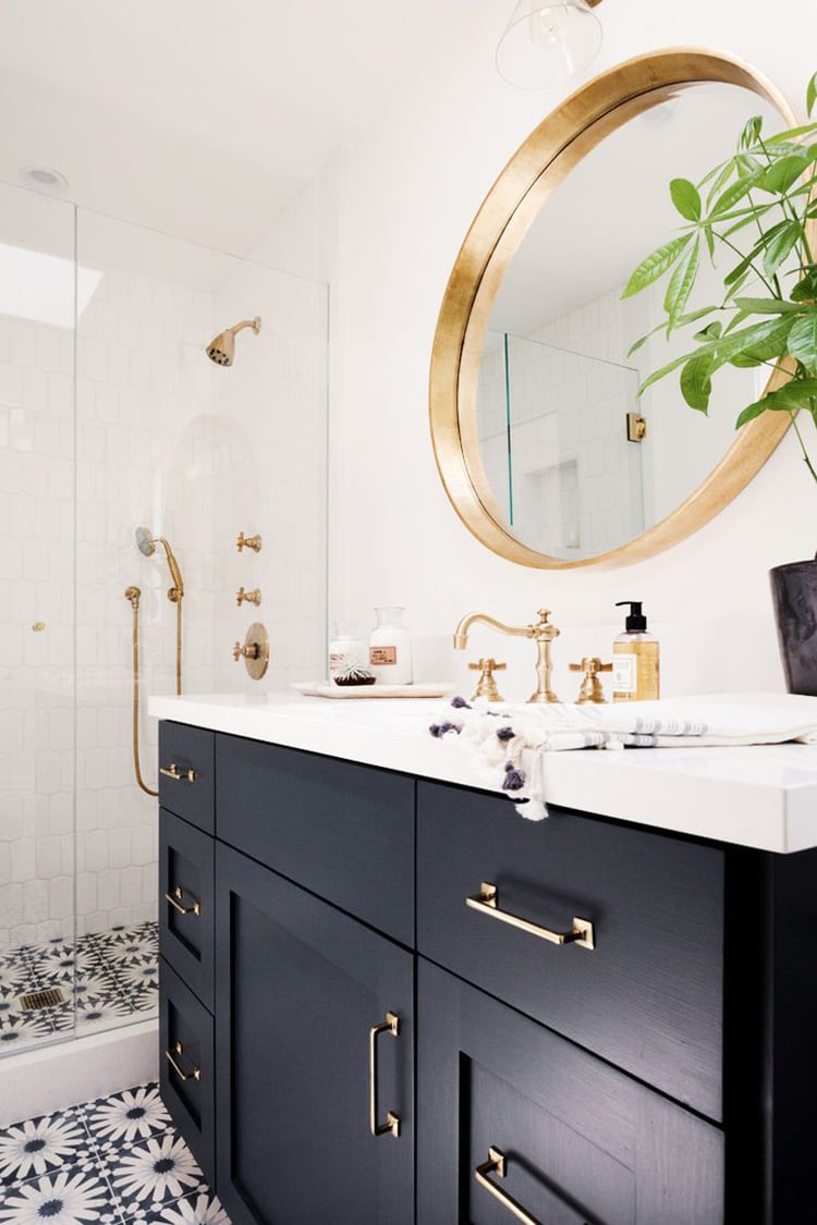 Black and white and gold bathrooms